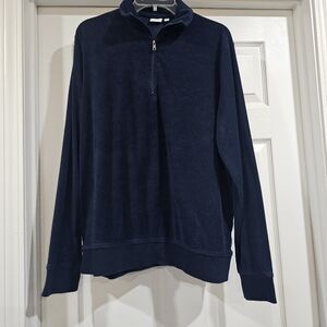 Onia Towel Terry Pullover size Large Navy blue color.